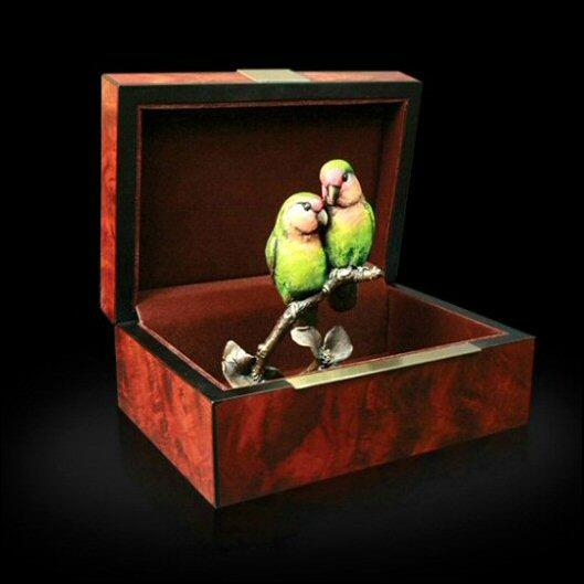 Details about   Solid Brass Amber Figurine of lovebirds couple of Parrots IronWork 