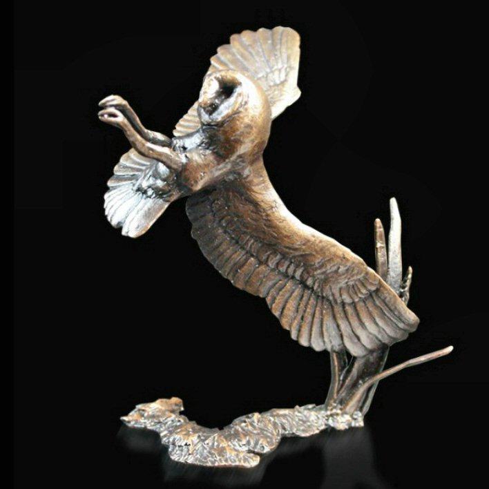 Barn Owl at Night (772) in bronze by Michael Simpson