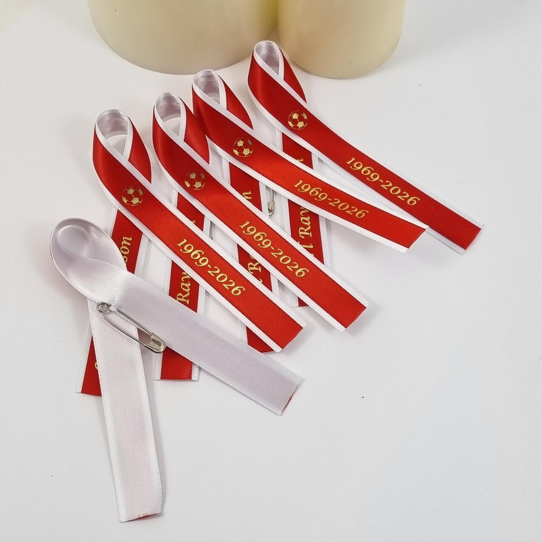 football memorial ribbon red and gold