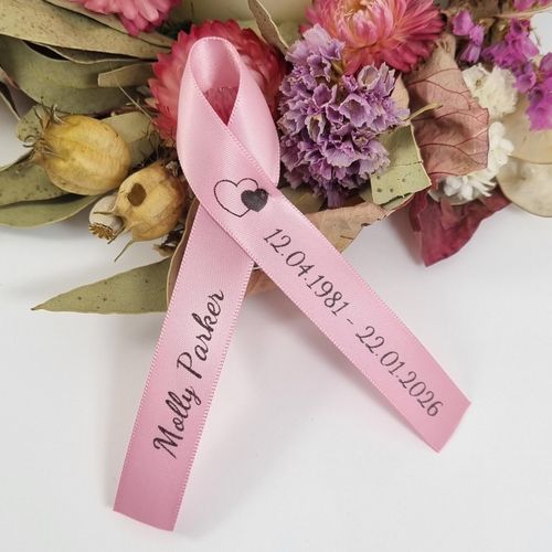 Printed Funeral ribbons with double hearts