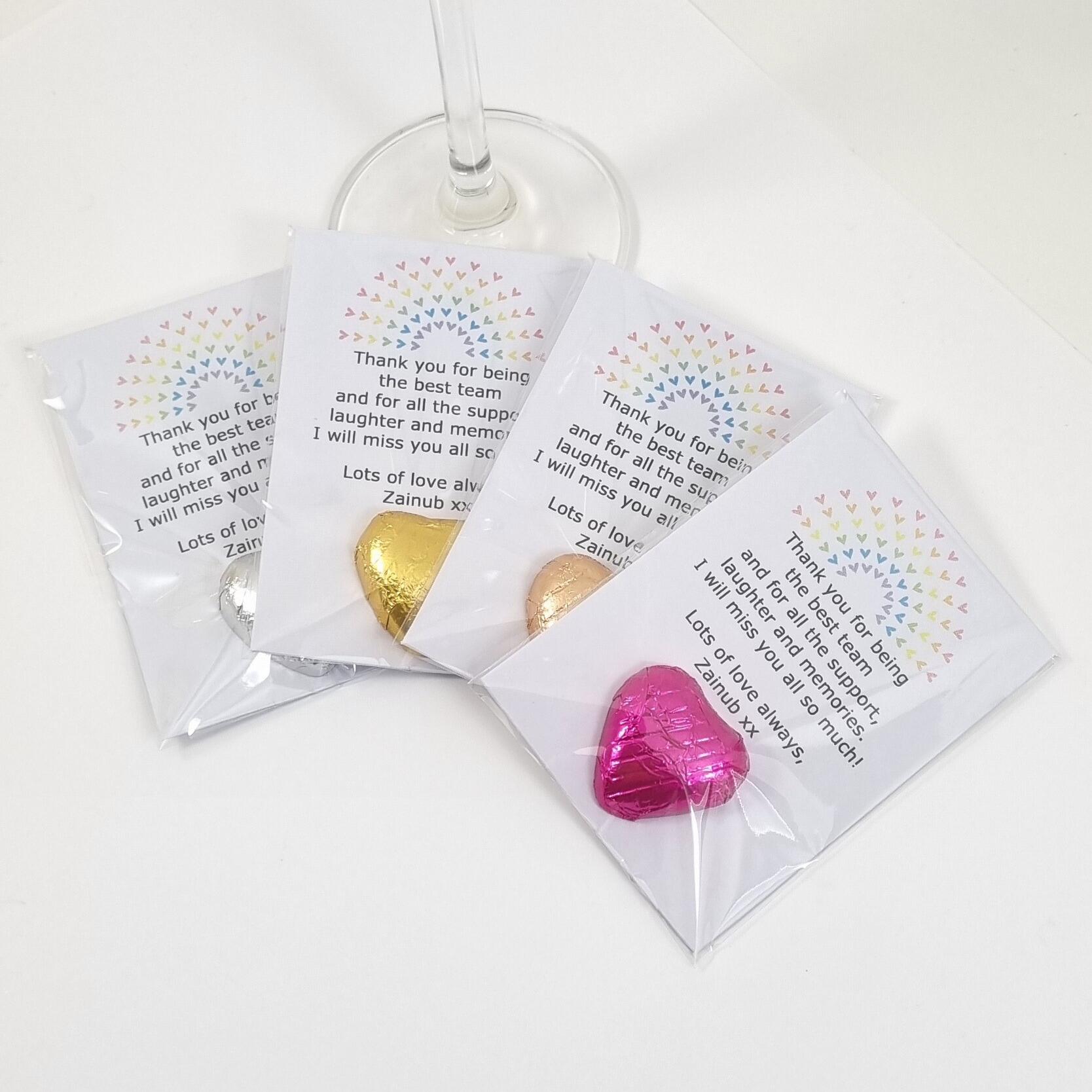 thank you chocolate rainbow heart favour