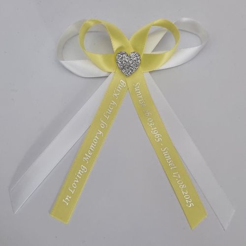 Double loop memorial ribbon with two double loops medium heart