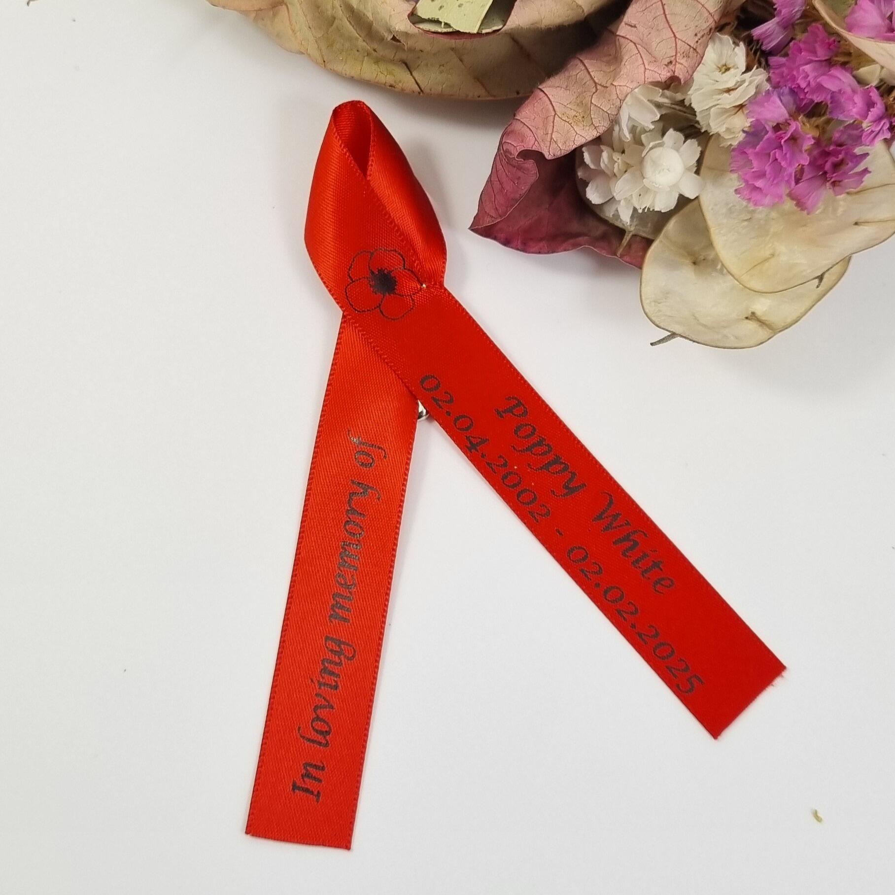 poppy funeral ribbon