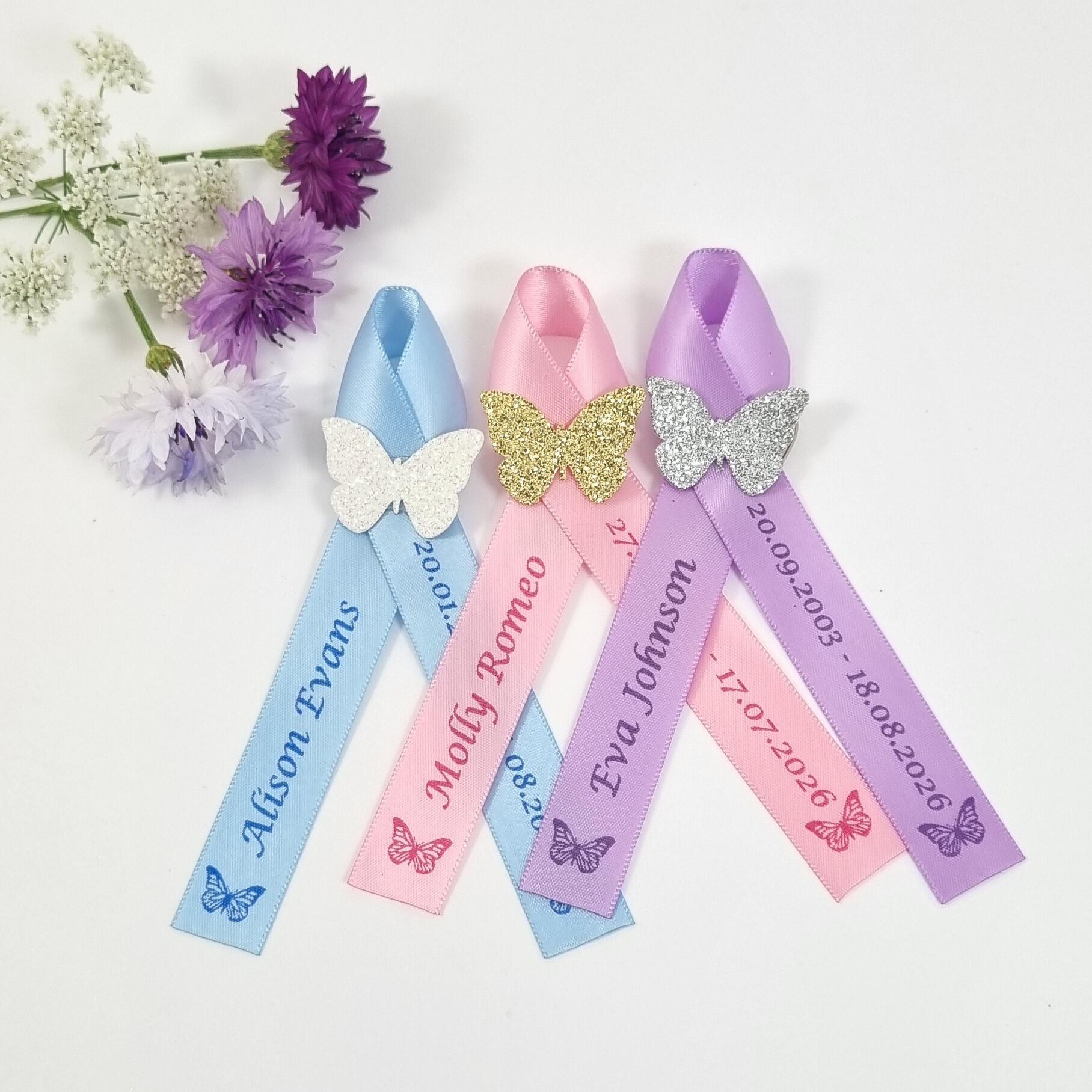 butterfly funeral ribbon favours