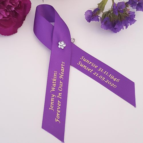 Purple Funeral favour with diamante heart
