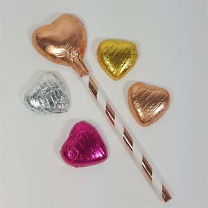 Rose Gold Chocolate Lollipops and solid Chocolate hearts