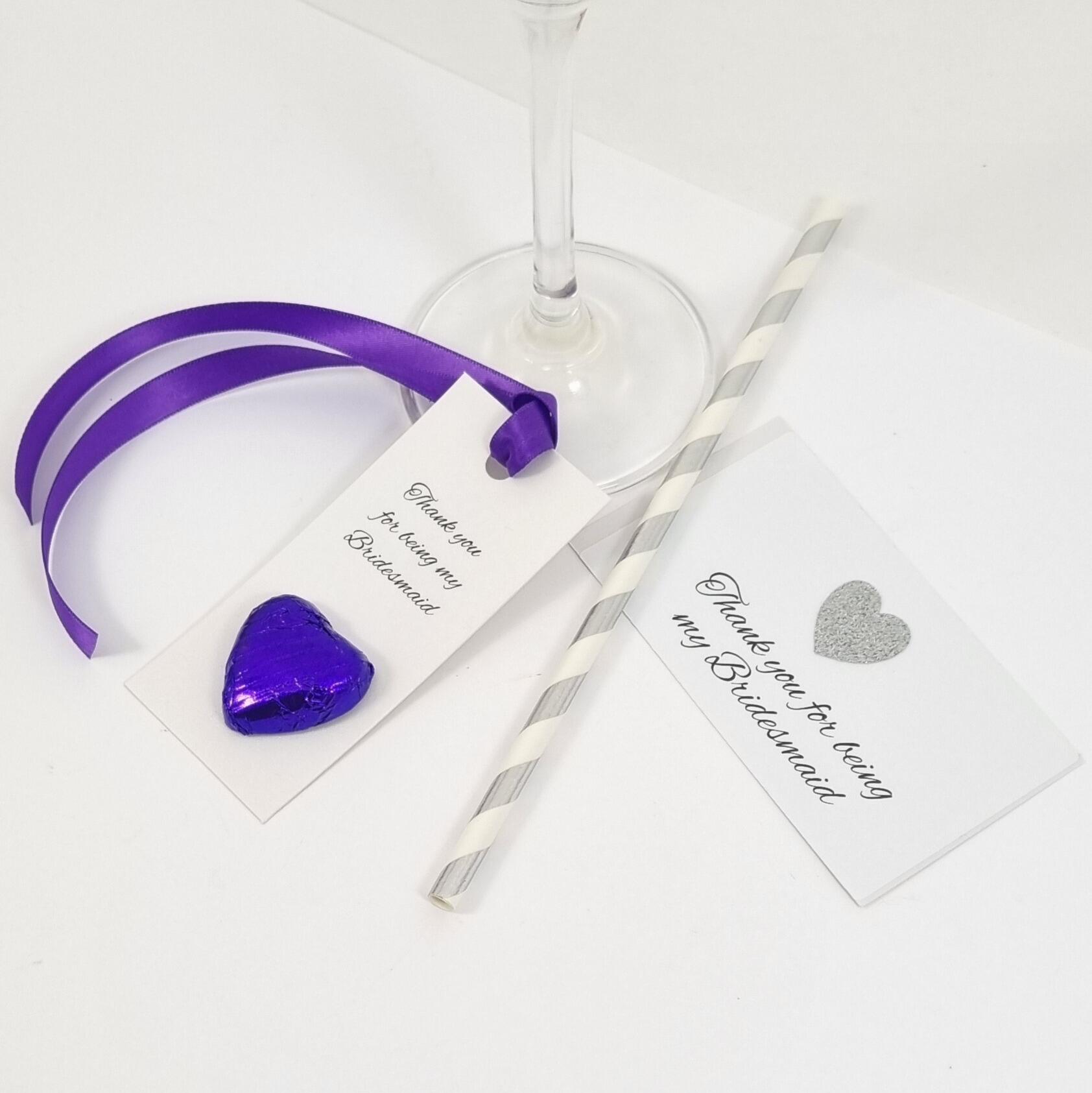 Purple Thank you for being my bridesmaid tags and labels for your own bottles