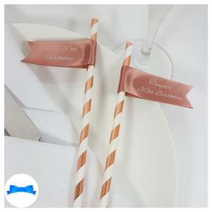 Hen party straws rose gold ribbon and straws