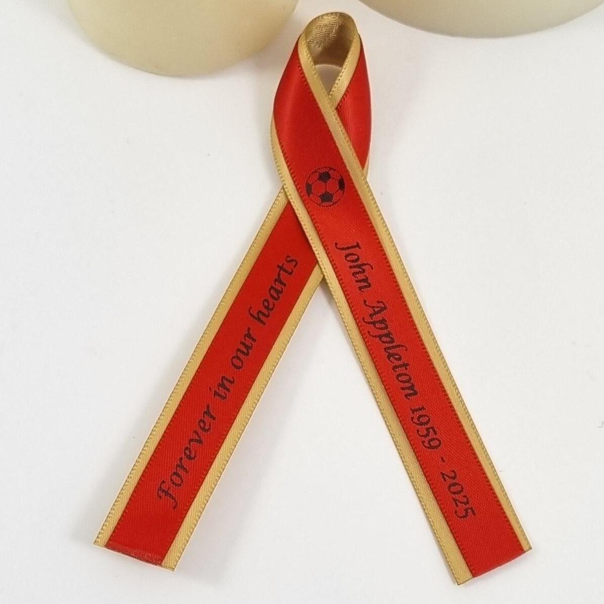 Memorial ribbon with Watford Football team colours