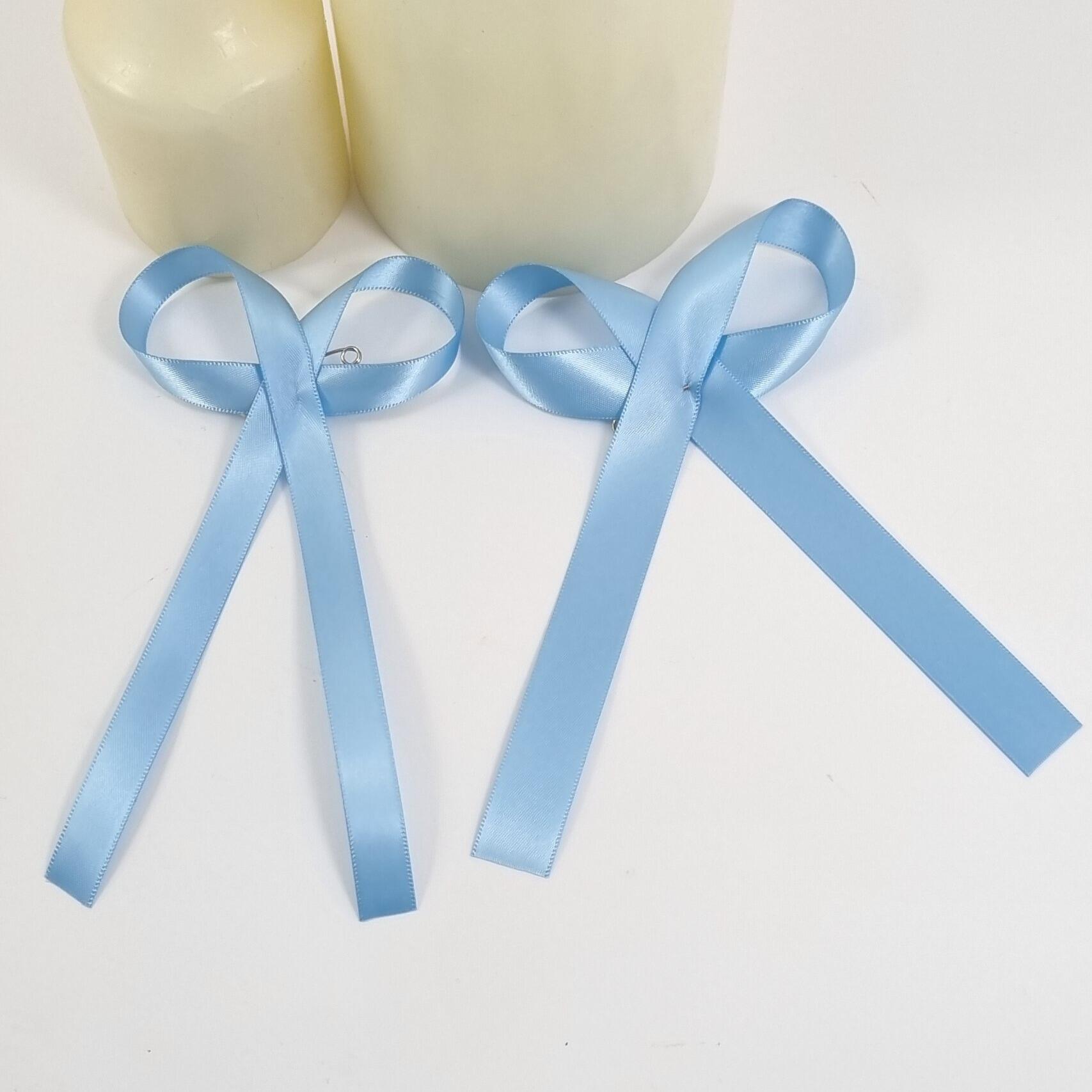 Double loop memorial ribbon in baby blue