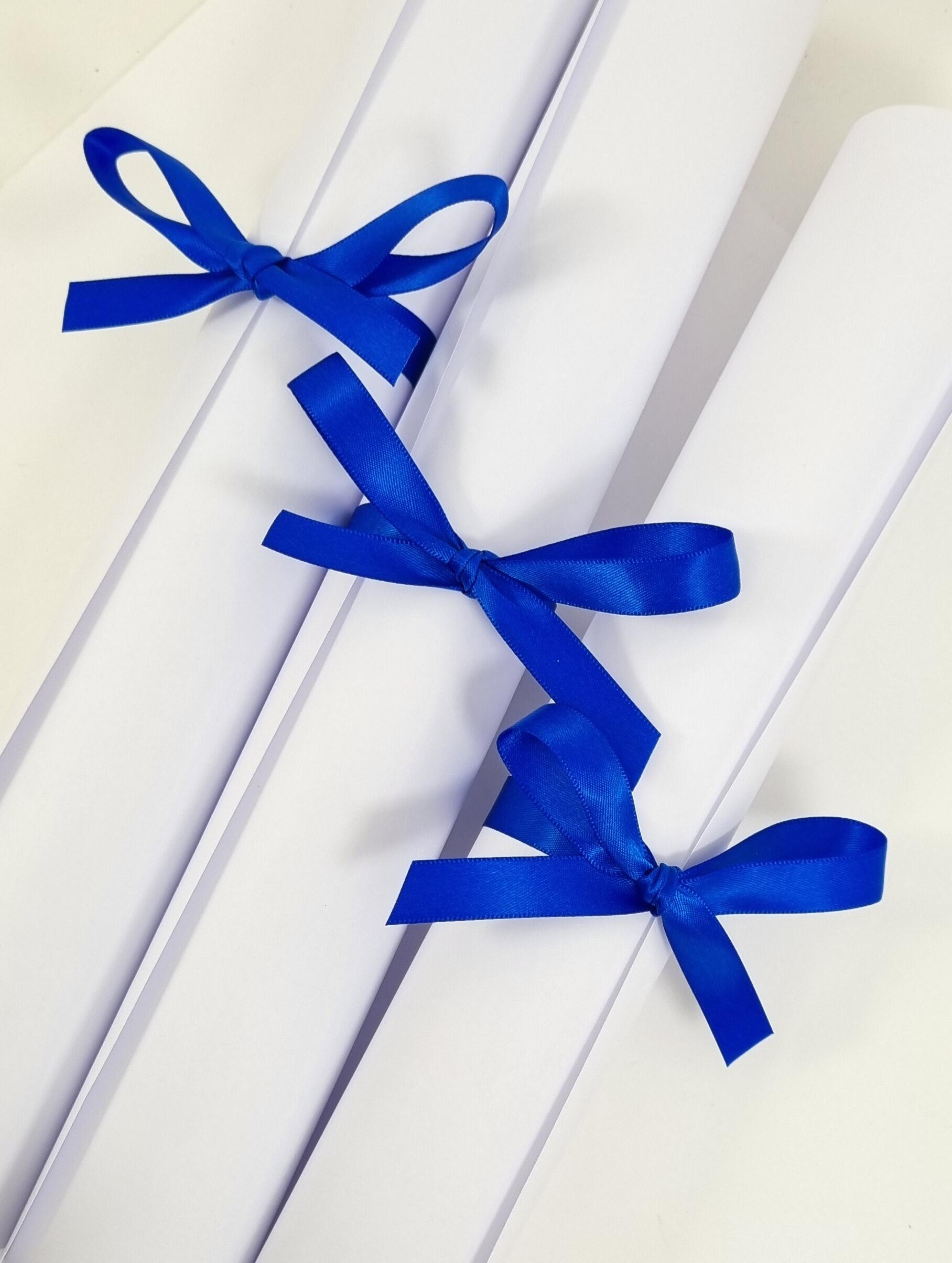 Royal blue scroll ribbons for graduation