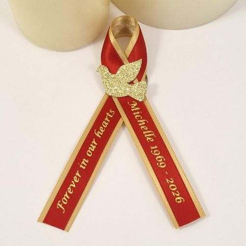 Memorial ribbon with dove