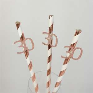 Rose gold Birthday number straws