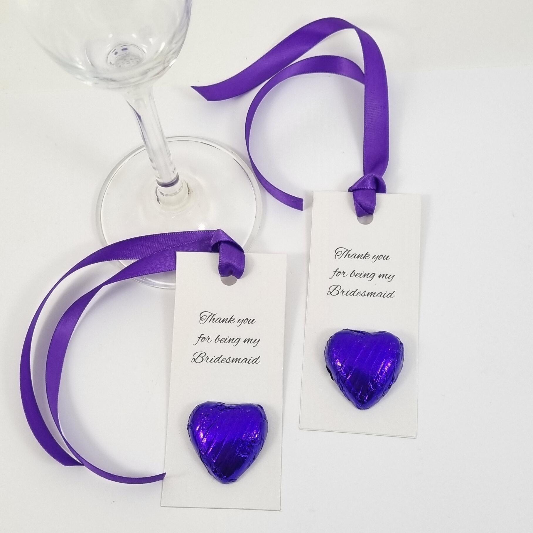 Purple Thank you for being my bridesmaid tags and labels for your own bottles