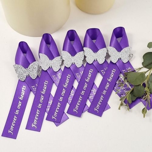 Purple Butterfly funeral ribbon
