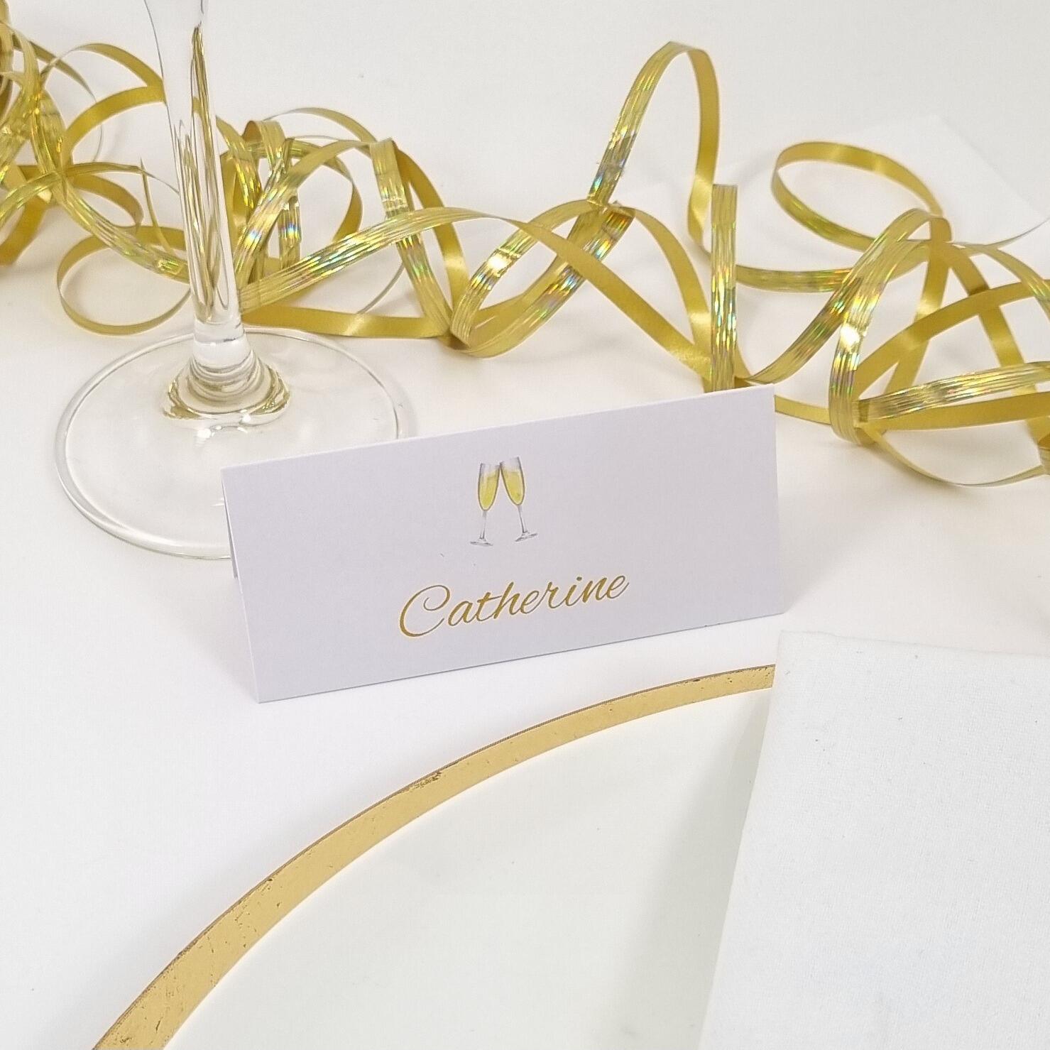 Champagne Glasses on place cards