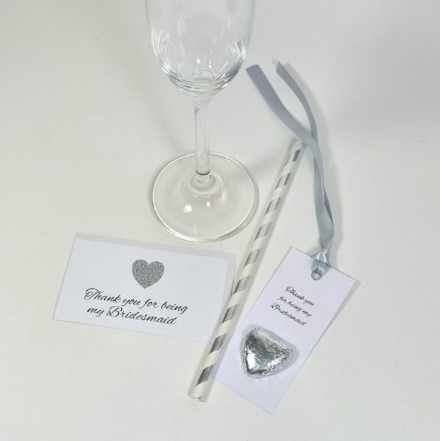 Silver Thank you for being my bridesmaid tags and labels for your own bottles