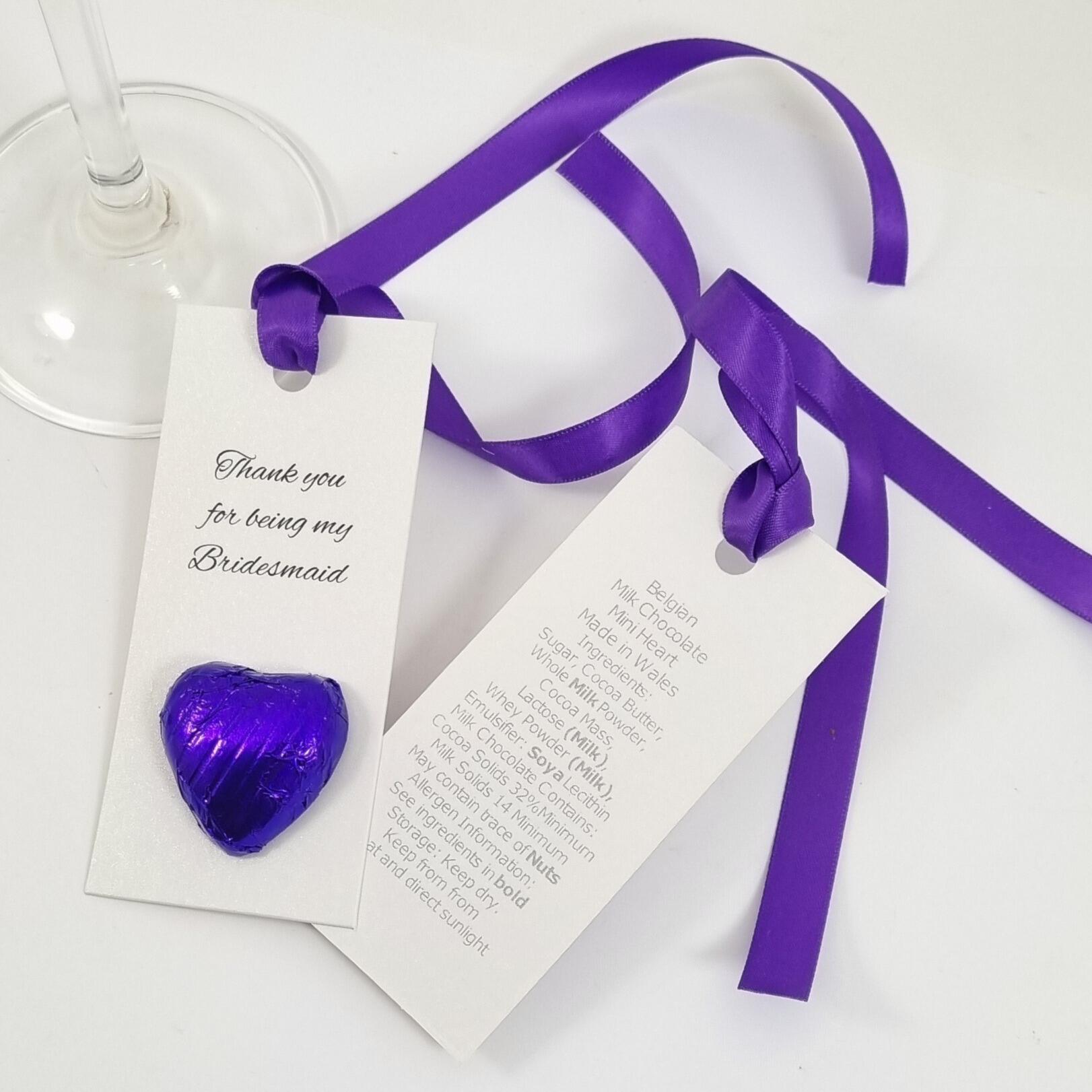 Purple Thank you for being my bridesmaid tags and labels for your own bottles