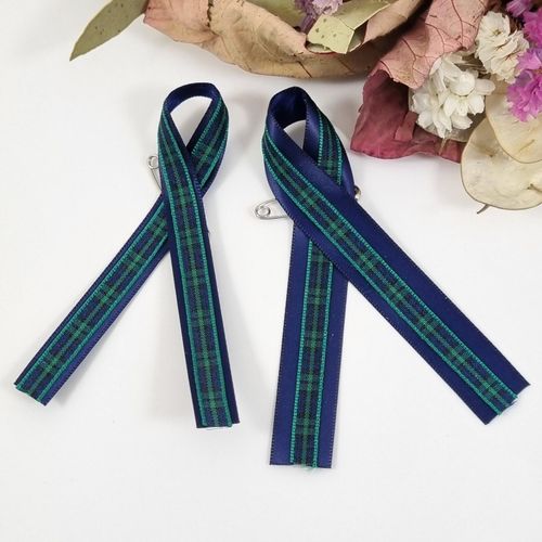 Tartan ribbon for wedding button holes and funeral memorial services. Black watch
