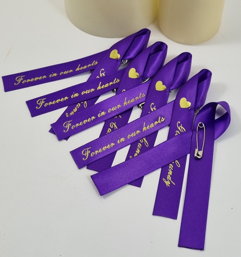 Purple memorial ribbons