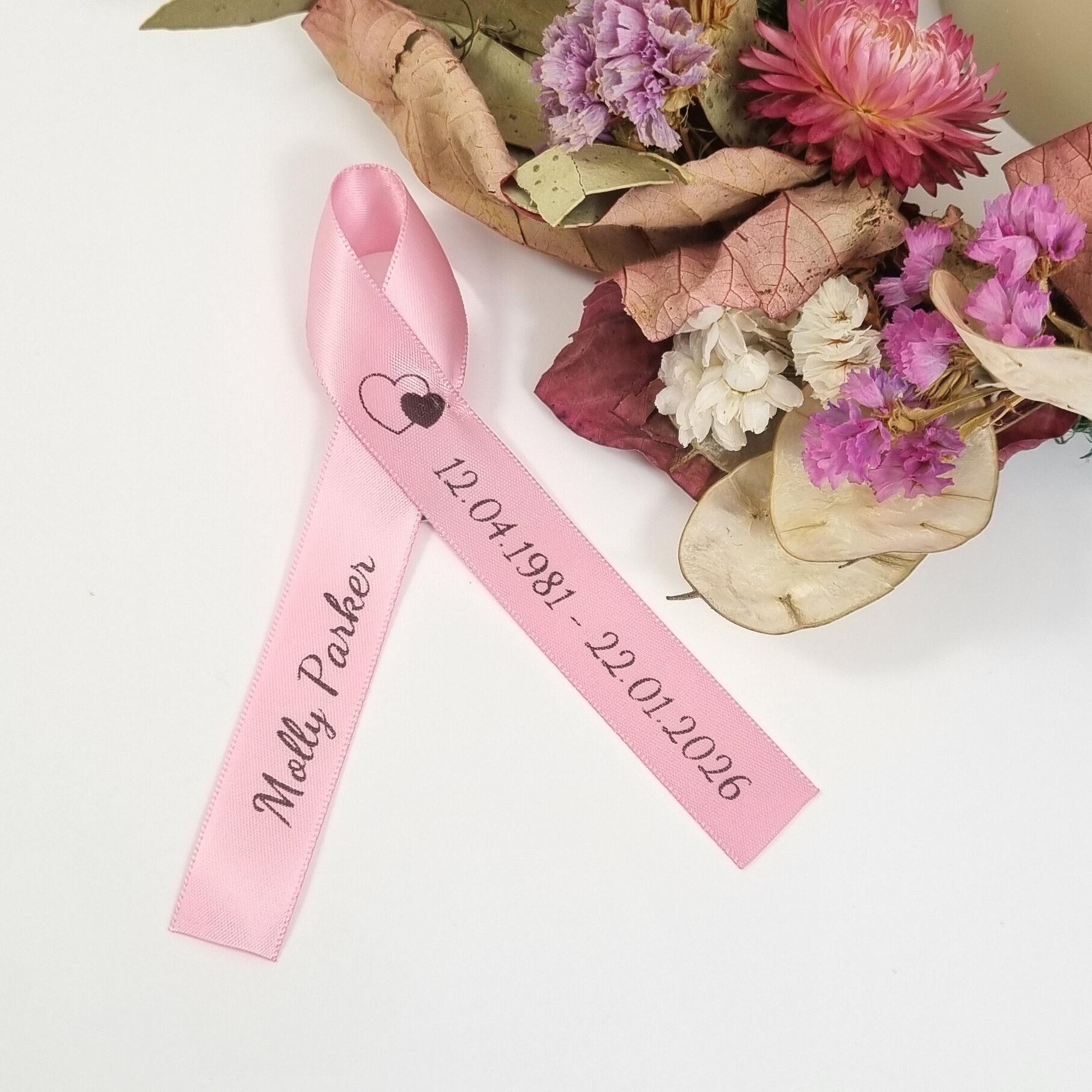 Printed Funeral ribbons with double hearts
