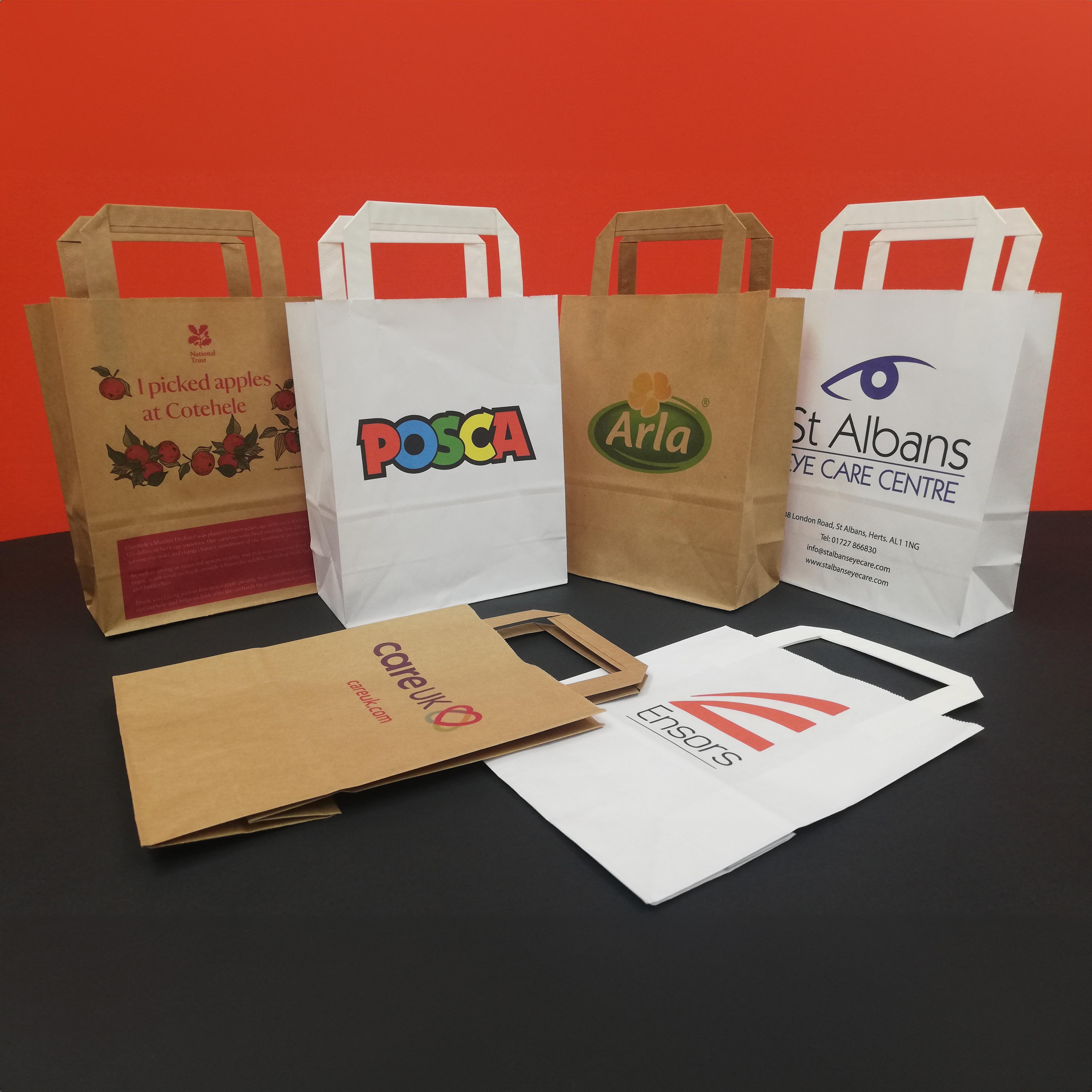 180 x 80 x 220mm Flat tape kraft paper custom logo printed bags