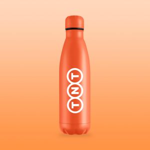Orange custom printed metal logo branded custom sports bottles