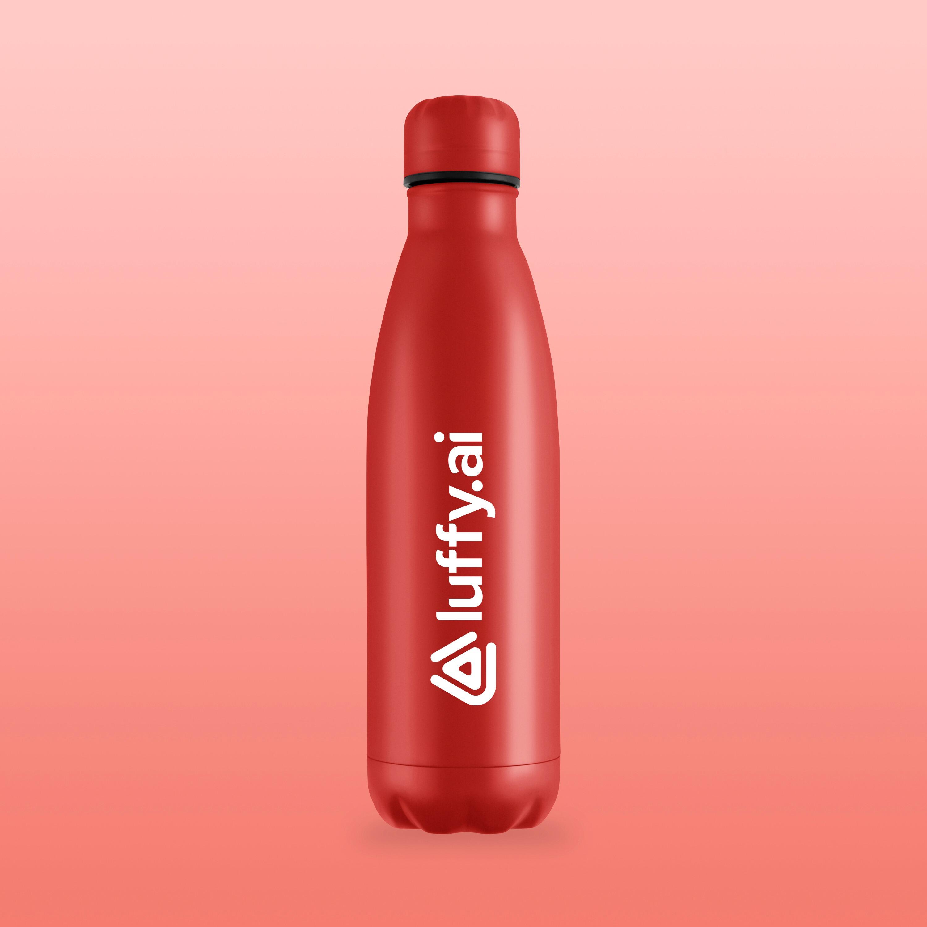 Red company logo business promotional giveaway bottle