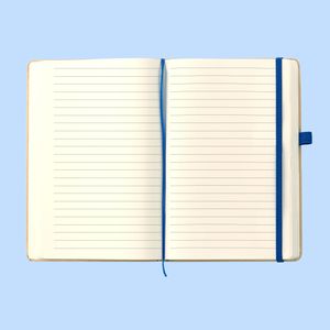 A5 Kraft notebook with lined sheets and bookmark ribbon and pen loop