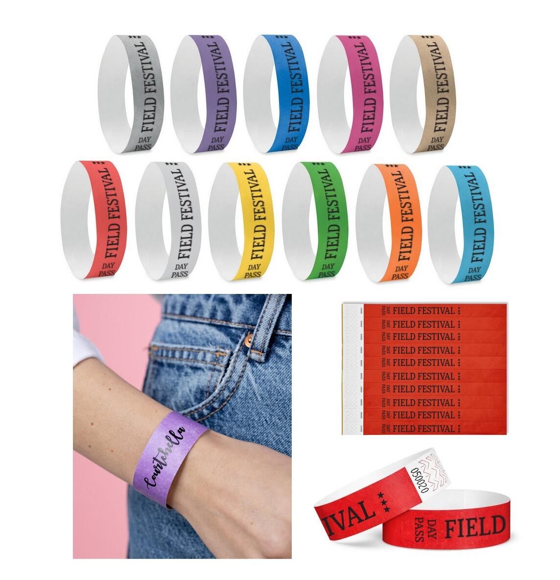Custom logo printed tyvek budget event festival wristbands