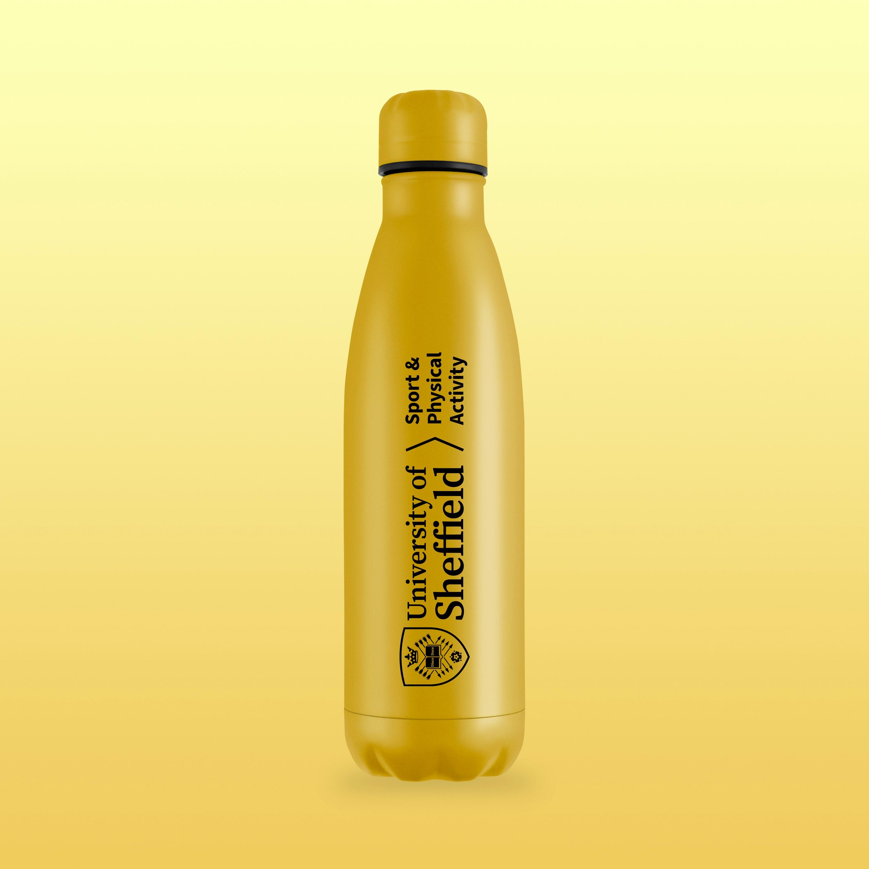 Yellow personalised logo branded printed sports bottle