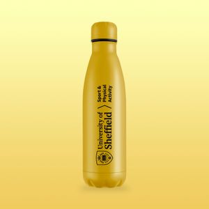Yellow personalised logo branded printed sports bottle