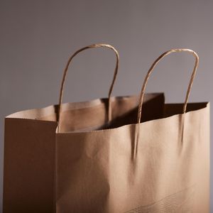 Twisted handle manila natural brown A5 c ustom logo printed kraft paper bags