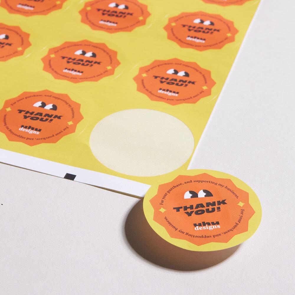 50mm custom printed stickers supplied on peel off sheets free delivery
