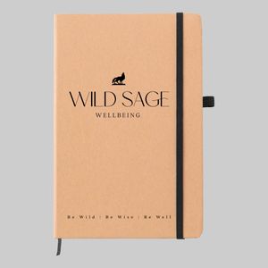 Black trim A5 recycled Paper Kraft Notebook with custom logo print