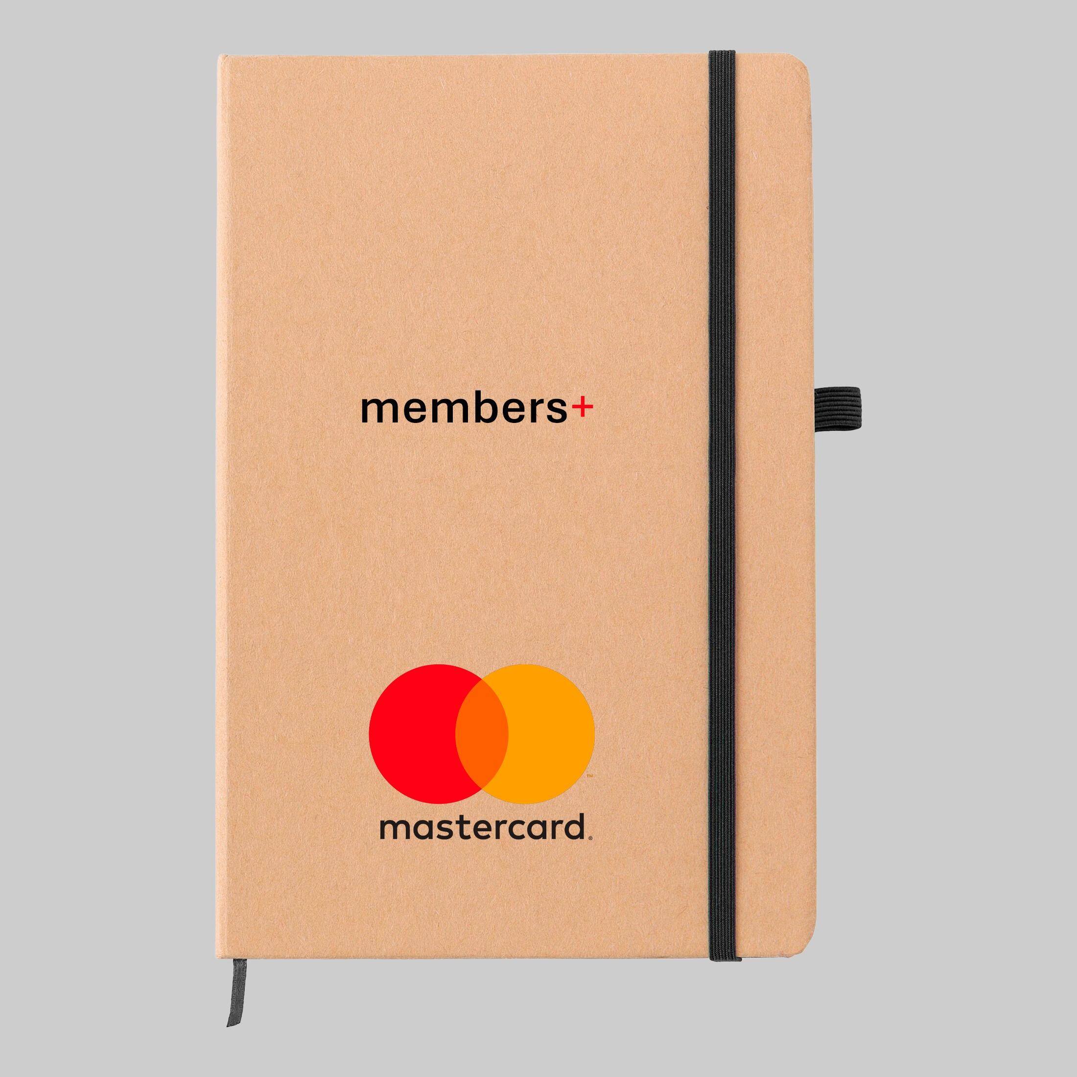 Black trim full colour custom logo printed natural coloured eco recycled A5 notebook