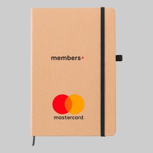 Black trim full colour custom logo printed natural coloured eco recycled A5 notebook