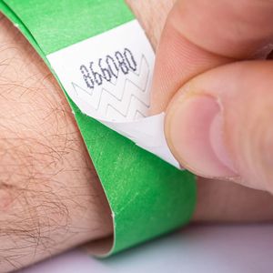 Secure tamper proof self adhesive paper tyvek wristbands
