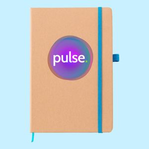 Cyan trim colour light blue customised A5 eco recycled promotional logo printed note book