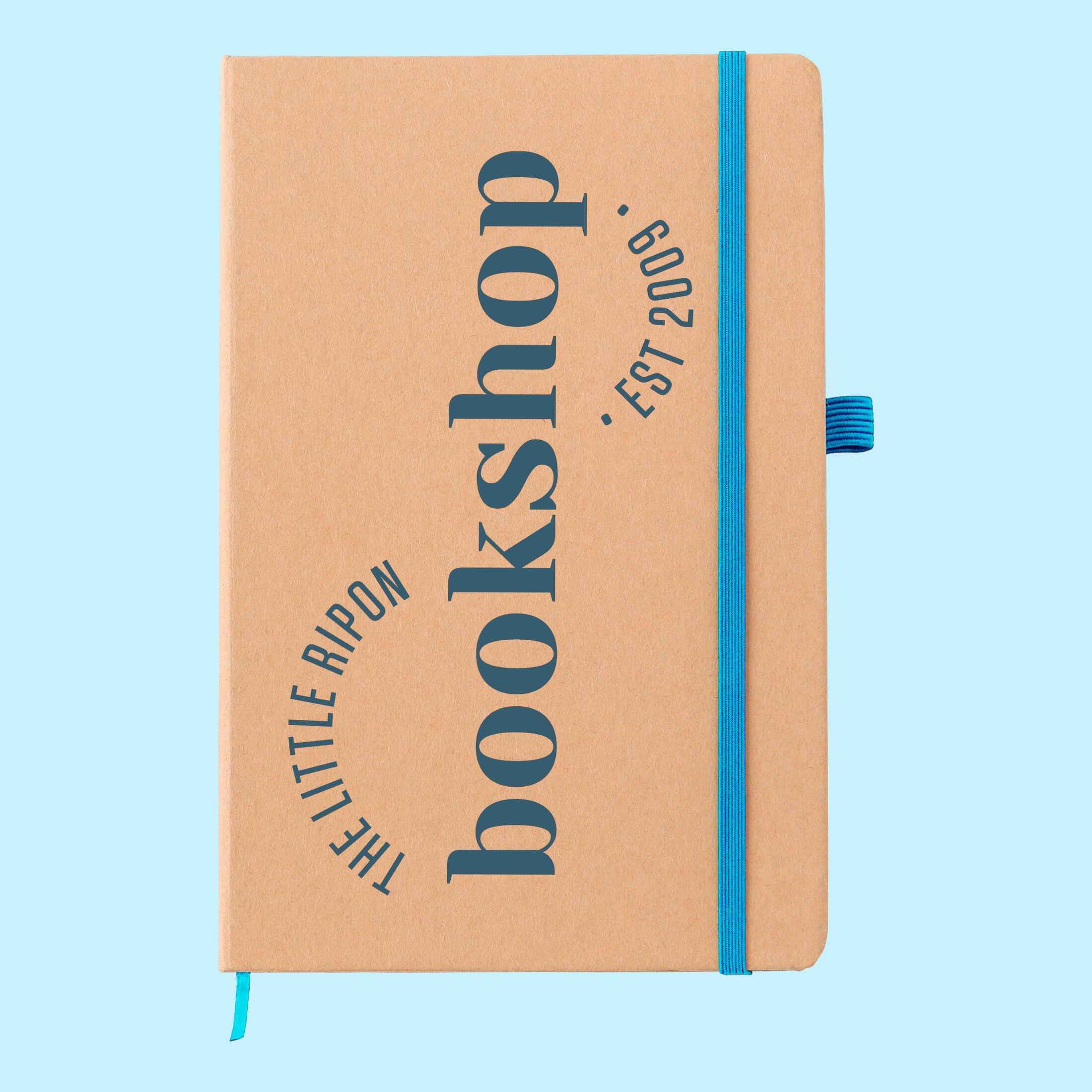 Cyan bookmark recycled natural kraft paper a5 notebook customised