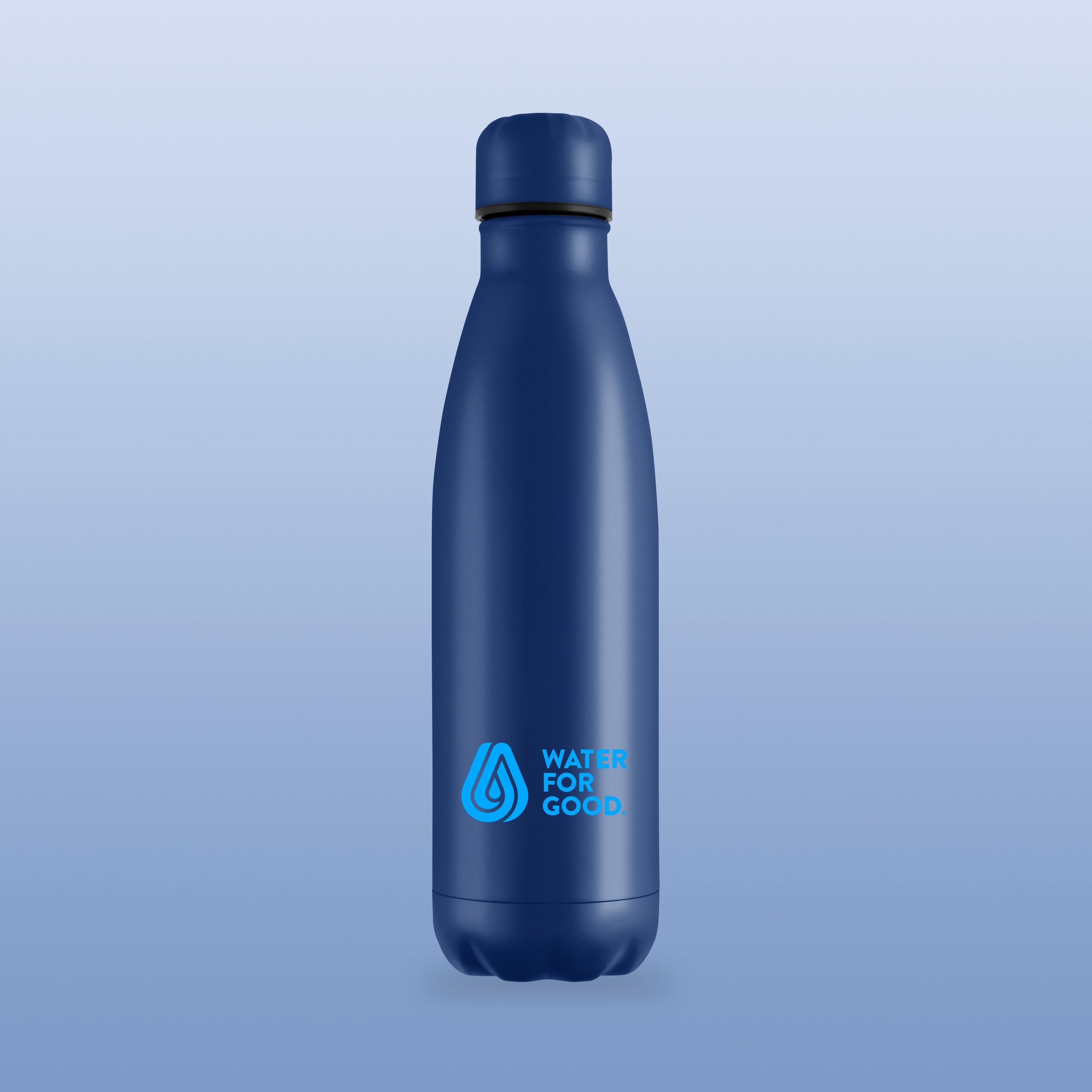 Navy blue dark blue metal insulated sports bottle
