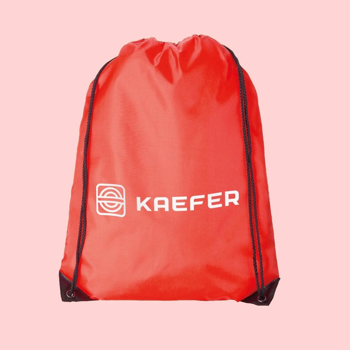 Red drawstring rucksack backpack promotional giveaway bag for trade shows