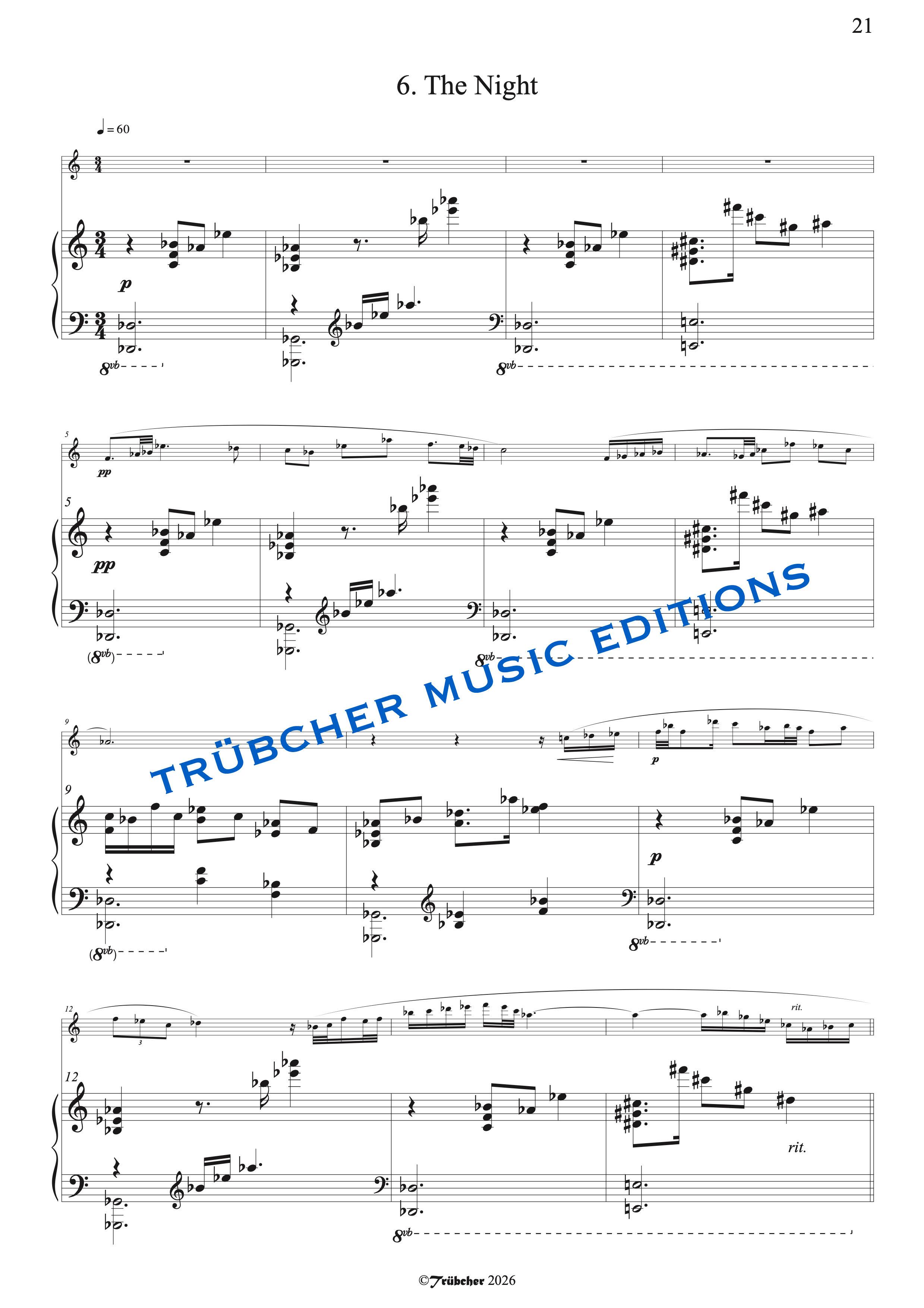 Night time music for piccolo & piano