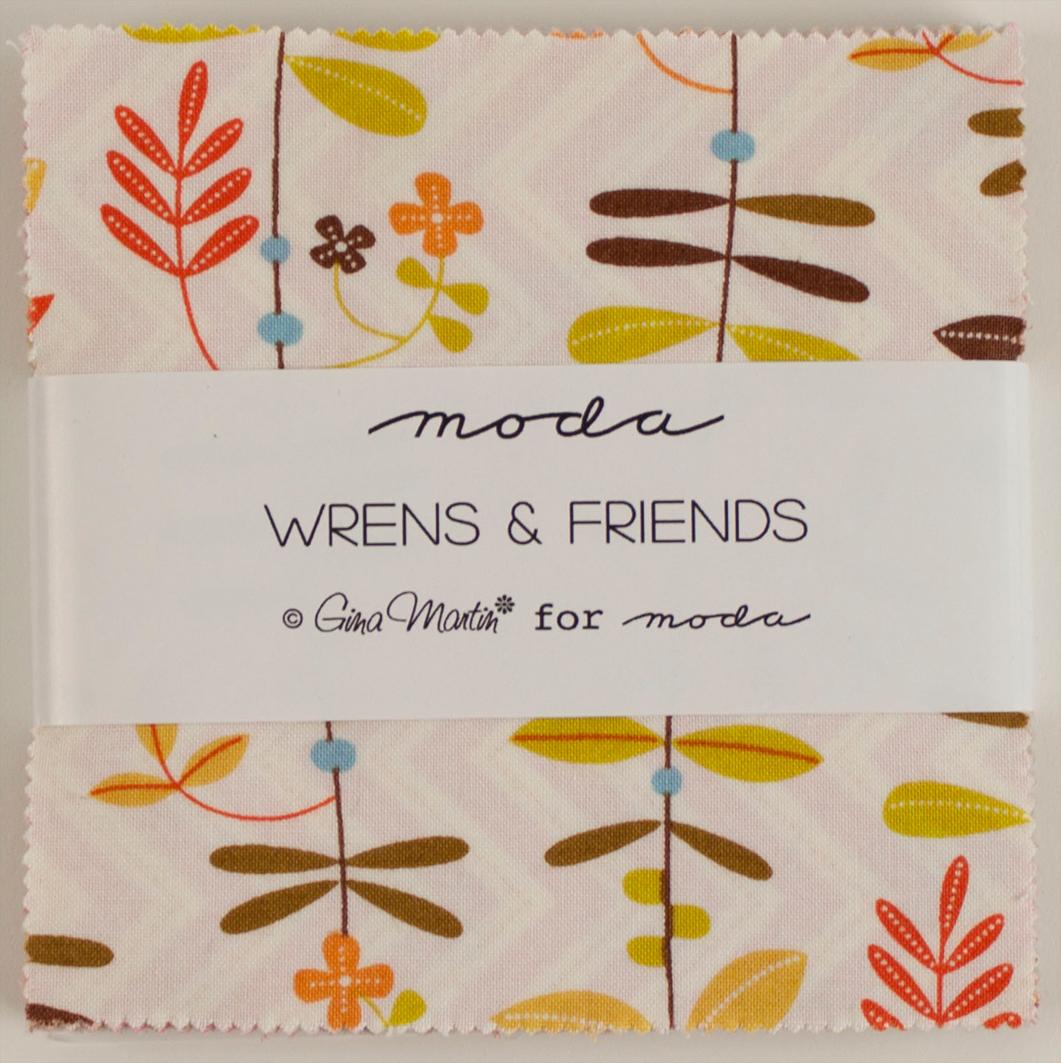 Moda Mini Charm Pack~Wrens & Friends~Gina Martin~42 ~ 2.5" Squares ~100% Cotton~