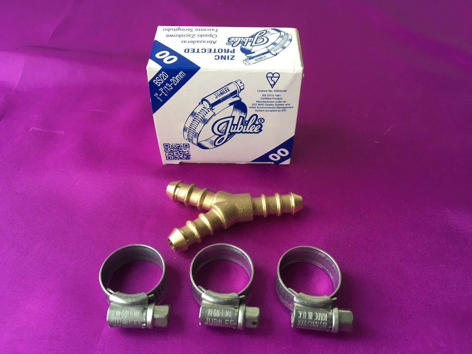 10 x LPG 3 Way Brass Y Connector Nozzle For 8 mm  5/16" Bore Orange Tubing Hose 