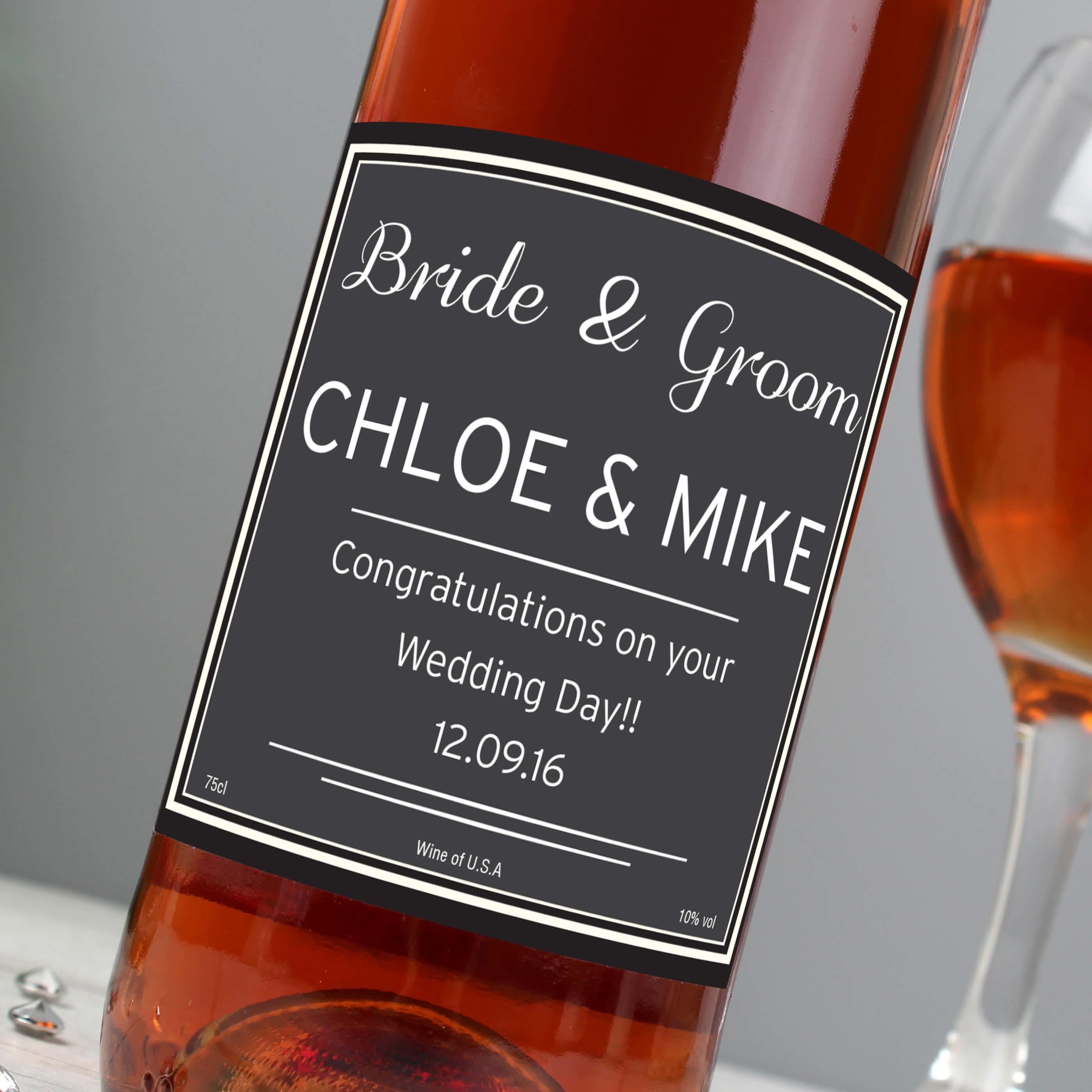 Couples Personalised Classic Rose Wine GiftsMart.co.uk Personalised