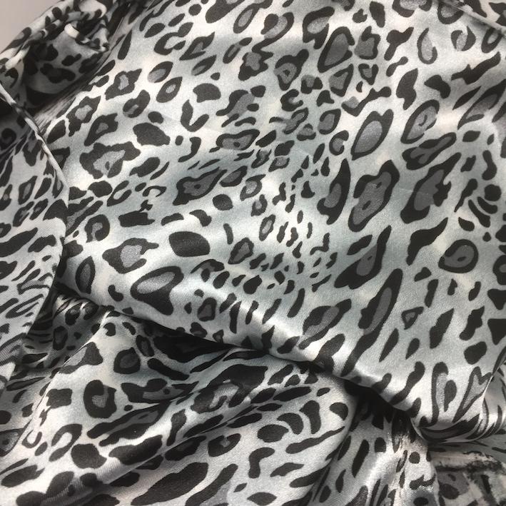 Satin Fabric - Non-stretch - Camisole/Nightdress - animal print -  SILVER/BLACK - 140cm wide x , per piece