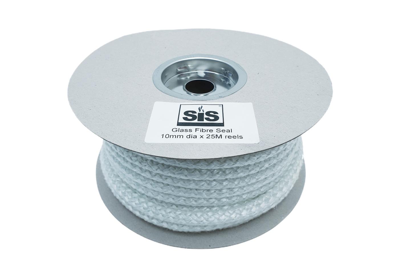 A 25 metre reel of white 10mm standard stove rope - product code R1025