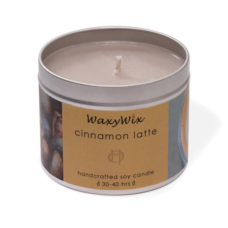 Cinnamon Latte Handcrafted Soy Candle Tin, handmade by WaxyWix