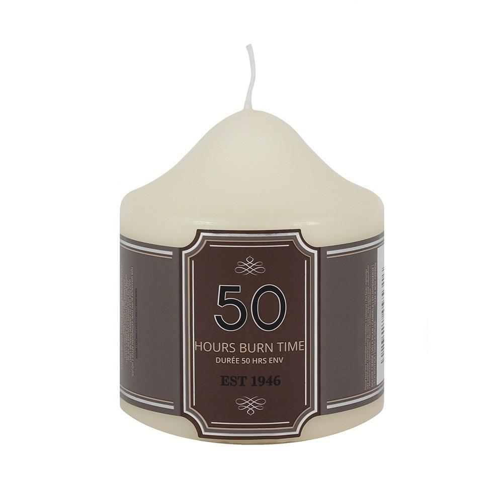 This timeless white pillar candle has 50 hours burn time and contains no animal or by-products making it vegan friendly too.